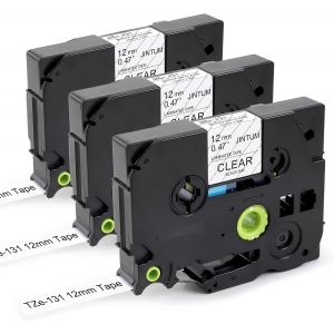 TZe-131 Ruban encreur transparent lamin&eacute; 12 mm 0,47 mm pour Brother P-Touch PT-H100R PT-H105 PT-H110 H107B PT-D400 PT-D210 PT-E100 D600VP 1000 - Neuf