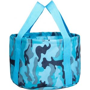 Lavabo Portable En Tissu Oxford, Seau Pliable Multifonctionnel, Étanche, Léger, Pour L'extérieur, Les Voyages, Le Camping, La Randonnée Et La Plage, Camouflage Bleu - Neuf