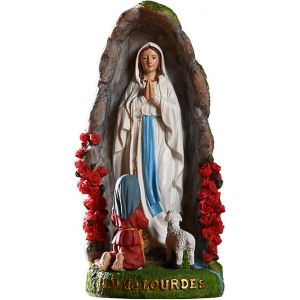 Statue catholique de Notre-Dame de Lourdes 8 pouces priant le bienheureux V - Neuf