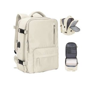 Sac À Dos De Sport Beige Polyvalent Avec Compartiment À Chaussures, Port Usb Et Séparation Humide/Sec Pour Les Voyages, La Randonnée Et La Salle De Sport - Neuf