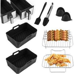 Accessoires Air Fryer Ninja, Silicone Moule Air Fryer Accessoires pour Ninja Foodi AF300EU AF400EU, Compatible avec Four, Vapeur, Micro-Ondes, Noir - Neuf