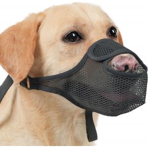 Muselière Pour Chiens Muselière En Nylon Réglable Muselière Chien Musoliaire Chien Muselières Pour Chiens Respirable,Souple Pour Les Chiens De Taille Grande,Moyenne Et Petite(L,Noir) - Neuf