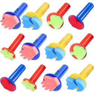 ChenQuanSarl-15 Pi&egrave;ces Kit Peinture Enfant &Eacute;ponges De Peintur Pinceau En Mousse Tampon Peinture Enfant Pour Dessin Tampons De Peintures &Eacute;ponge, Pour Peintures Art Artisanat Poterie Graffiti (5 Styles - Neuf