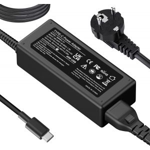 KALANKA-Chargeur USB C 45W Compatible avec HP Chromebook X360 14 14-ca051wm,14-ca052wm,14-ca091wm,ca061dx,14-ca0061dx,14-ca060nr,ca020nr,ca043cl Adaptateur Ordinateur Type-C C&acirc;ble d'alimentation - Neuf
