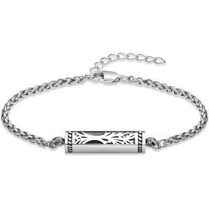 Eryi-Bracelet Urne Arbre De Vie Pour Cendres Pour Femmes Et Hommes En Acier Inoxydable Réglable Memorial Keepsake Link Bracelet Pour Cendres D'êtres Chers - Neuf