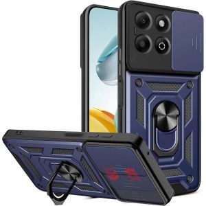 KAL-Coque Pour Honor X6B 4G/X6B Plus/Honor X5B/X5B Plus Avec Cache Webcam & Support Annulaire À 360 Degrés, Anti-Chute Étui Housse Compatible Avec Support De Voiture Magnétique, Bleu - Neuf