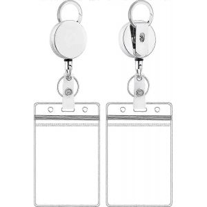 Porte-Badge En Plastique Avec Ensemble De Bobines Rétractables,Porte-Badge Vertical Avec Porte-Bobine,Porte-Clés Rétractable Robuste Avec Cordon Métallique Pour Clé De Passe D'identification Ri - Neuf