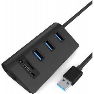 JGD-Hub USB 3.0 &agrave; 3 Ports Alimentation par USB avec 2 Fentes de Lecteur de Carte Combo pour iMac, MacBook, MacBook Air, MacBook Pro, Mac Mini, PC et Ordinateurs Portables (Noir) - Neuf