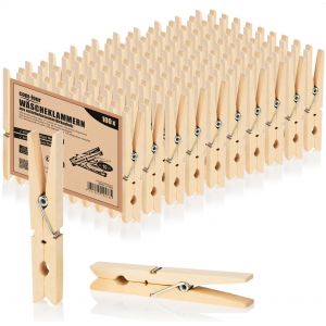 KALANKA-COM-FOUR&reg; Pinces &agrave; Linge en Bois XXL - Pinces en Bois Durables en Bouleau - 100 Pi&egrave;ces - Neuf