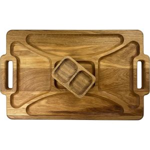 Checarzhn--No1-Plateau De Service Rectangulaire En Bois Avec Compartiments Divisés Et Saladier Amovible - Plateau À Tapas Décoratif Avec Poignées Pour Servir Des Apéritifs Du Fromage Et Des Collation - Neuf