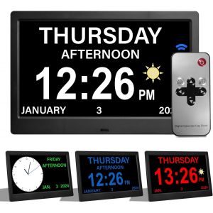 ACDOKE 10" Pouce LCD Horloge Numérique Calendrier avec Date Jour Et Heure Horloge Non-Abrégée Auto Dimming 8 Langues HD Display Rappel pour Alzheimer Les Personnes âgées et Les Enfants - Neuf