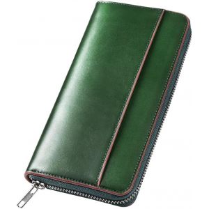 Long Portefeuille (en Vert), les Hommes de Bifold Wallet, porte-monnaie en Cuir, les Hommes de Petite fermeture &agrave; Glissi&egrave;re porte-monnaie, Tochigi porte-monnaie en Cuir, avec fermeture &agrave; Glissi&egrave;re, de Grande Capacit&eacute;, un porte-Monnaie, de la Mode, Unisexe