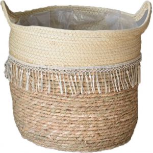 Lbgwp60-Panier À Plantes D'intérieur Osier Grand, Cache Pot Plante Naturel Tressé À La Main, Décoration D'intérieur, Pot De Fleurs Bohème Décoratif Avec Insert En Film, Diamètre De 25cm - Neuf