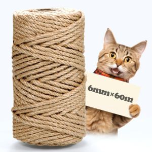Jexnovashop-Corde En Sisal Pour Arbre &Agrave; Chat, 6 Mm X 60 M, Corde En Sisal Naturel, Corde &Agrave; Griffer, Renouvellement Griffes Chat - Diy Bricolage - Neuf