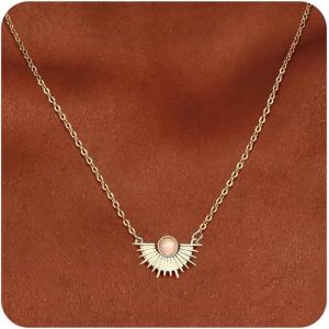 Tianyi-Collier Femme Or, Collier Plaqu&eacute; Or 14k Avec Pendentif Soleil, Collier Cha&icirc;ne Dor&eacute; R&eacute;glable R&eacute;sistant &Agrave; L'eau - Cadeau Pour Femmes Et Filles - Neuf