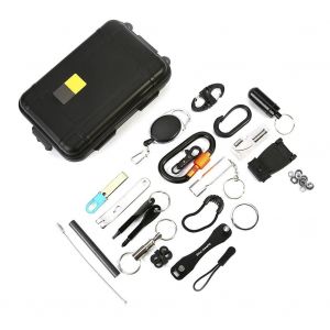 Kit De Survie D'urgence Multifonction 22pcs Avec Bo&icirc;te De Transport Pour Les Activit&eacute;s De Plein Air Edc - Neuf
