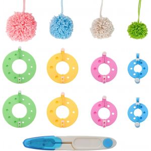 Mevronisshop-9 Pi&egrave;ces Outils De Fabrication De Pompons, Pompom Maker Set, Avec 8 Outils De Tricotage Et 1 Ciseaux, 4 Tailles (3.5/5.5/7 Et 9 Cm), Pom Pom Kit Pour Pompons Loisirs Creatifs - Neuf