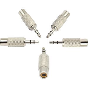 MEVRONISSHOP-3p&ocirc;les 3,5mm (1/8'') m&acirc;le vers RCA Femelle connecteur Adaptateur st&eacute;r&eacute;o,Adaptateur Audio RCA vers 3,5mm,Compatible avec Haut-parleurs,t&eacute;l&eacute;phones, mp3 et Autres appareils.(Argent/5pi&egrave;ces) - Neuf
