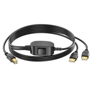Câble d'Imprimante USB A Vers USB B 2 en 1 - Répartiteur Pour Deux Ordinateurs, USB 2.0 Haute Vitesse (1,5 m) - Neuf