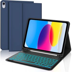 ChenQuanSarl-Clavier Ipad 10Eme Generation 2024/11Eme Generation 11 Pouces A16 2025,Azerty Français Rétro-Éclairé Bluetooth Détachable Pour Ipad 11/10 Ème Génération A2696/ A2757/ A2777,Bleu - Neuf