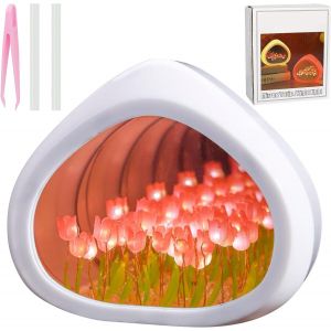 Bnhgc-Lampe Tulipe Diy - Veilleuse Tulipe - Miroir - Décoration - Fleurs Esthétiques - Lampe De Nuit Led - Décoration De Chambre À Coucher - Lampe De Table - Lampe De Chevet - Décoration D'intérieur - Neuf