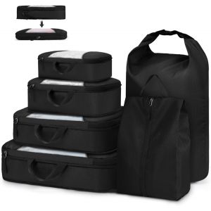 Organisateur Val 6 Set Rangement Val De Voyage Sac Compression Imperm&eacute;ables Organ Urs De Bagage Packing Cubes Multifonctionnel Pochette Rangement Convient Pour Voyage Val S Noir - Neuf