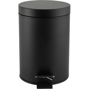 Jexnovashop-La038098blkfeu7 Bathroom Pedal Bin - Petite Bac De Lavage Sanitaire Rond En Acier Inoxydable Pour Chambre &Agrave; Coucher, Bureau, Cuisine, Toilettes, Bac En Caoutchouc &Agrave; Fermeture Douce, Seau - Neuf