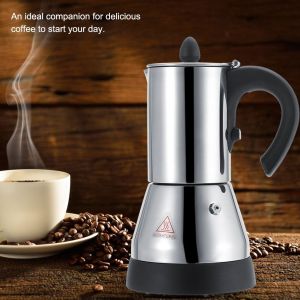 HJLIAN Cafetiere electrique 200 ml en acier inoxydable, expresso, moka, prise UE 220 V - Neuf