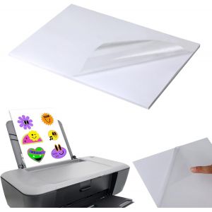 LETNERNY-Ensemble De 25 Feuilles Autocollantes Imprimante A4 Blanches, Film Adh¿¿sif Transparent Pour Imprimantes Laser & Jet D'Encre, Id¿¿al Pour Imprimer Des Affiches, Des Photos Et Bien Plus Encore - Neuf