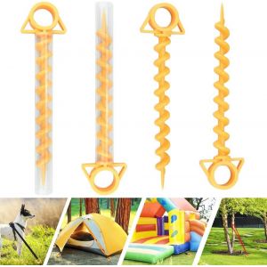Eryi-4 Pcs Piquets De Tente En Plastique Orange Sardine Tente Tent Peg Avec 4 Pcs Tuyau En Plastique Piquet Toile De Tente Longueur 28cm Anti-Corrosion Pour Pelouse Auvents Plage Bâches Camping - Neuf