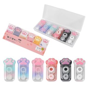 6 Pcs Chat Ruban Correcteur,Kawaii Coloré Griffe De Chat Mini Rubans Correcteurs 5mm X 6m,Rouleaux Correcteurs De Pattes Chat Notes Adhésives Patte De Chat Rollers Correction Pour Enfants - Neuf