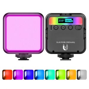 Photo RVB LED avec haut-Chargement de la Batterie, de Couleurs RVB en Mode Vidéo Portable d'Éclairage de Lumière 2500K-9500K Température de Couleur Réglable - Neuf