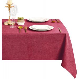 Nappe Rouge Aspect Lin Lavable Et Imperméable, Pour Salle À Manger, Jardin, Fête, Mariage Ou Maison, 135x200cm - Neuf