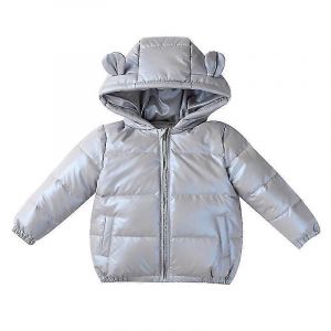 Manteau En Couette À Capuche Pour Enfants Parka Chaude Doudoune Légère-Gris-Kids-110cm-Unisexe - Neuf