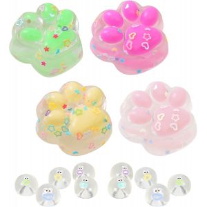 KAL-Squishy Lot De 4 Pattes De Chat &Agrave; Presser Avec 24 Mini Pattes De Chat, Pour Filles, Gar&ccedil;ons, Cadeaux D'Anniversaire - Neuf