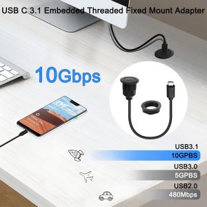 Connecteur filet&eacute; &agrave; Montage Fixe USB C 3.1 10 Gbit/s C&acirc;ble Court PD 60 W USB Type C 3.1 m&acirc;le vers Femelle Adaptateur de Montage encastr&eacute;, vid&eacute;o 4K @ 60 Hz 20 V3 A Charge Rapide, pour tablea - Neuf
