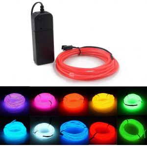 KAL-Fil El Lumineux Néon Alimenté Par Pile - Pack De Fil Électroluminescent Haute Luminosité Pour Décoration De Fête/Halloween/Noël (5M/16Ft, Rose) - Neuf