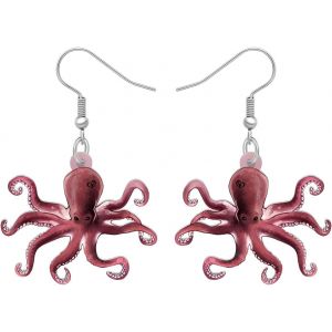 Kal-Boucles D'oreilles Mignon Pieuvre Anim&eacute; Acrylique Poulpe Pendentif Vie Marine Bijoux Cadeaux Pour Femmes Filles D&eacute;cor - Neuf