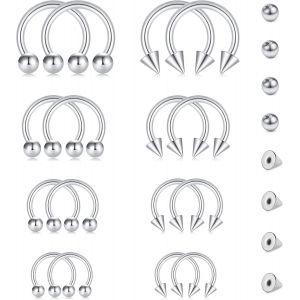Nbgcm-Piercing Nez Anneaux Piercing Septum 16g 8/10/12mm Acier Chirurgical Piercing Helix Tragus Cartilage Levre Anneau De Fer A Cheval Bijoux De Piercing - Neuf
