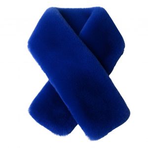 Écharpe Croisée En Fausse Fourrure De Lapin Double Face Épaissie Douce Lavable Garder Au Chaud Couleur Pure Automne Hiver Femme Cache-Cou Écharpe Pour L'extérieur-Bleu Roi - Neuf