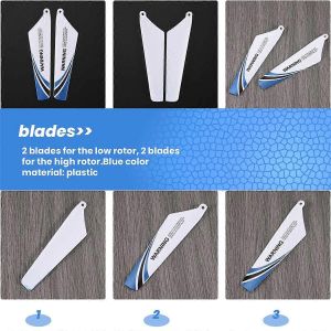 Syma 4pcs lames de rechange pour hélicoptère rotor rc S107,Bleu - Neuf