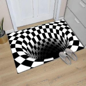Tapis 3d Trou Sans Fond Illusion D'optique Tapis,Tapis D'illusions D'optique Vortex À Carreaux,Pour Tapis De Salle À Manger Maison Chambre À Coucher Sol Mat_S - Neuf