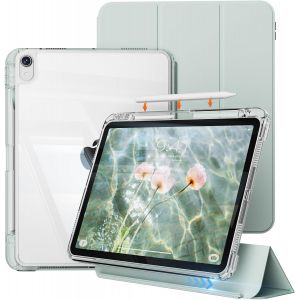 Coque pour iPad (A16) 11&egrave;me G&eacute;n&eacute;ration 11"" (2025)/iPad 10&egrave;me G&eacute;n&eacute;ration 10,9"" (2022) avec Porte-Pencil, &Eacute;tui Coulissant d&eacute;tachable 2 en 1 &agrave; Trois Volets avec Coque arri&egrave;re Transparente(Vert Clair) - Neuf