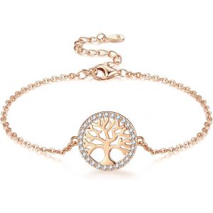 Tree Of Life Women's 925 Sterling Silver Bracelet, Birthday Gift Idea For Women, Mother's Day, Mum With Gift Box - Neuf