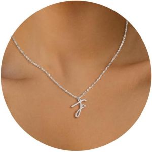 Kal-Collier Lettre Initiale Femme Argent Or Initiale A-Z Coeur Pendentif Collier Acier Inoxydable Personnalis&eacute; Nom Collier Longueurs Ajustable 45+5cm Cadeau Personnalis&eacute; Femme - Neuf