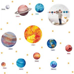 Planète Étoiles Lumineuses,Stickers Muraux Enfants,Système Solaire Autocollants Muraux Mural,Autocollant Mural Enfant Pour Bébé Chambres D'enfants Fille Garcon Plafond Décoration - Neuf