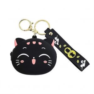 Chat sur le Th&egrave;me des porte-Monnaie - Mini-PU Cuir Portefeuille avec Trousseau de Fixation pour les Amoureux des Chats, Design Compact et &Eacute;l&eacute;gant - Neuf