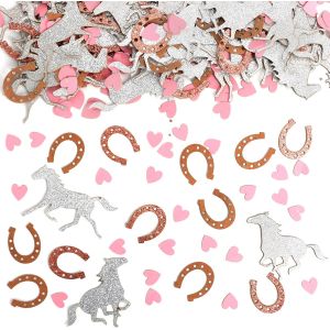 Lot de 200 chevaux - D&iquest;&iquest;coration d'anniversaire - Avec fer &iquest;&iquest; cheval et confettis - D&iquest;&iquest;coration pour anniversaire d'enfant - Confettis Happy Birthday - Pour f&iquest;&ordm;te de chevaux - Anniversaire d'enfant - Neuf