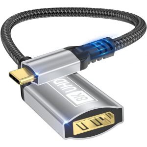 KALANKA-Adaptateur USB C vers DisplayPort, Type-C M&acirc;le 8K vers DisplayPort 1.4 Femelle, 8K@60Hz, 4K@144Hz, 4K@120Hz Dynamic HDR Thunderbolt4/3 vers Display Port pour iPhone 16/15Series, MacBookPro - Neuf