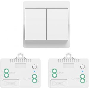 CHECARZHN--NO1-Interrupteur Sans Fil Sans Pile, Interrupteur D'Éclairage Sans Fil, Interrupteur Mural Auto-Alimenté, Aucun Câblage Requis, Émetteur De Plaque Murale (Ensemble 2 Voies), Blanc - Neuf
